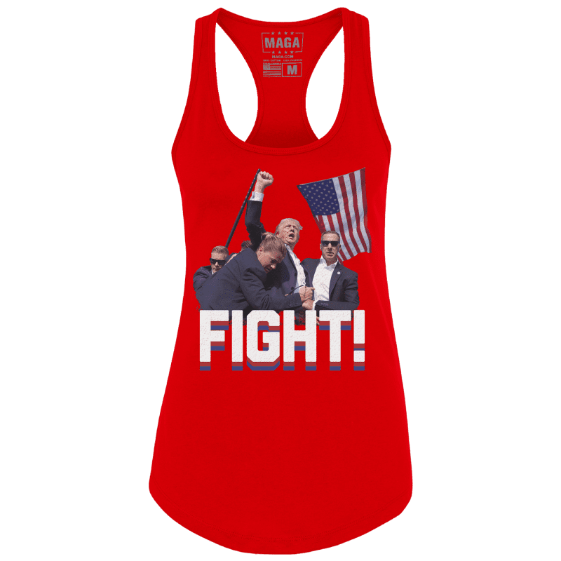 Red / XS Trump Fight Racerback Tank Top maga trump