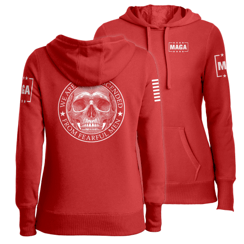 Red / XS We are not Descended Skull Ladies Hoodie maga trump