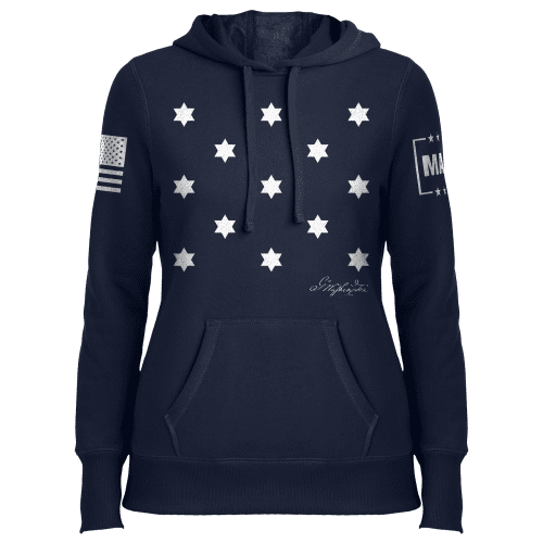 True Navy / XS George Washington Flag Ladies Hoodie maga trump