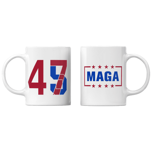 White 45/47 Mug maga trump