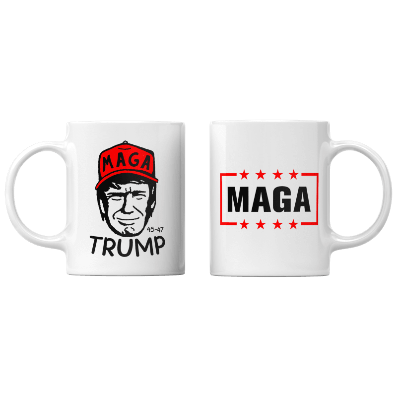 White Doodle Trump Mug maga trump