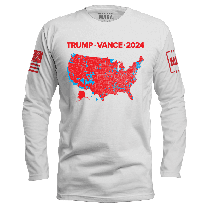 White / S Trump Vance 2024 Electoral Map Long Sleeve maga trump