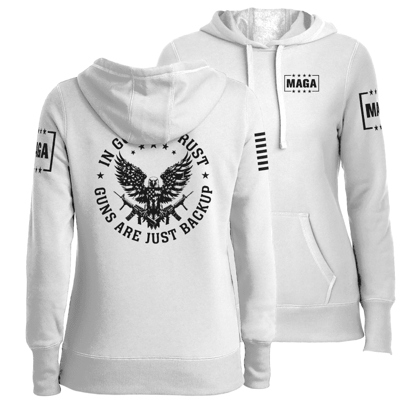 White / XS In God We Trust Ladies Hoodie maga trump