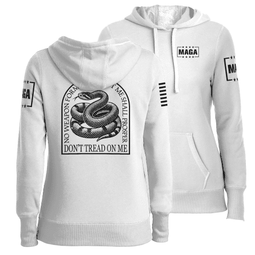 White / XS No Weapon Formed Against Me - Don't Tread On Me Ladies Hoodie maga trump