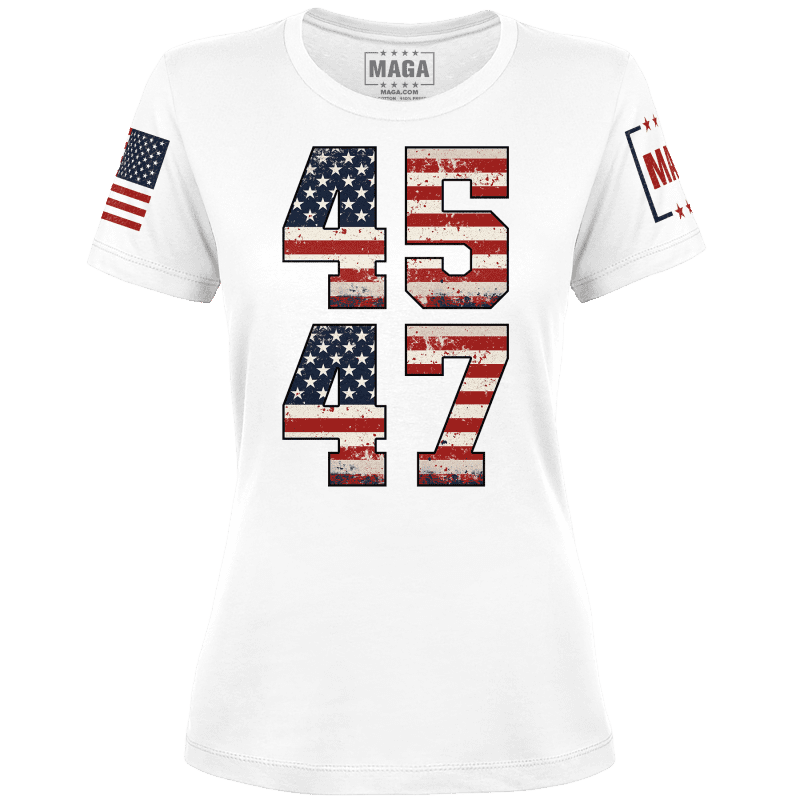 White / XS Number 45 47 Ladies Tee maga trump