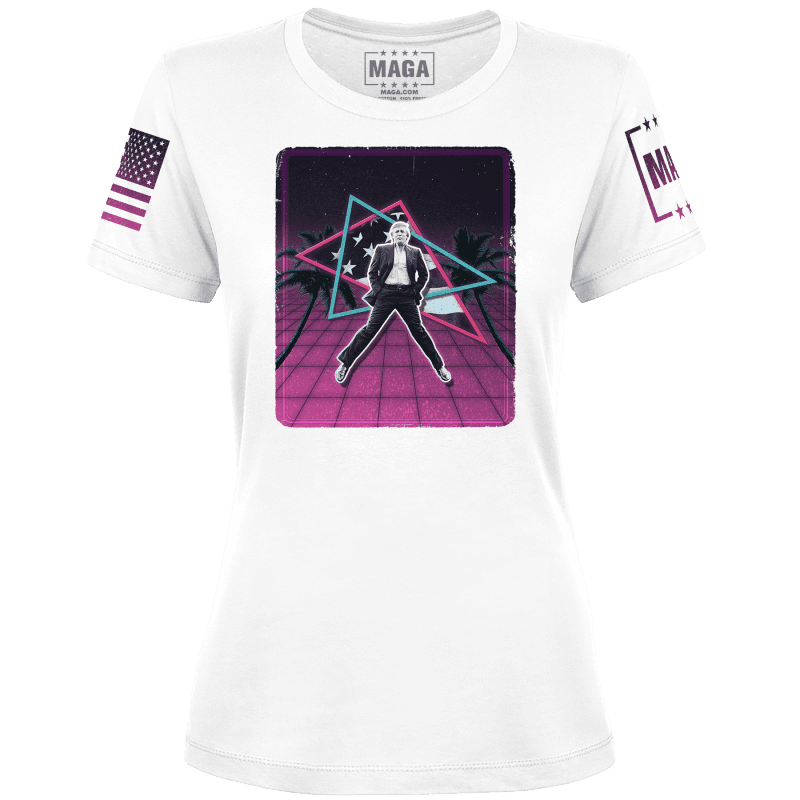 White / XS Synthwave Trump Ladies Tee maga trump