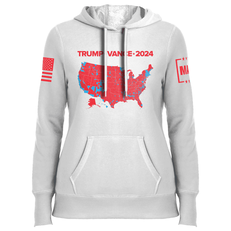 White / XS Trump Vance 2024 Electoral Map Ladies Hoodie maga trump