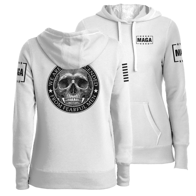 White / XS We are not Descended Skull Ladies Hoodie maga trump