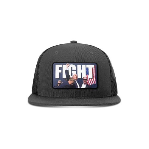 Wool blend flatbill trucker / Black Fight Trump Flat Bill Hat maga trump