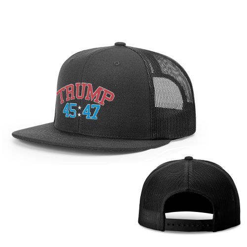 Wool blend flatbill trucker / Black Trump 45 47 Flat Bill Hat maga trump