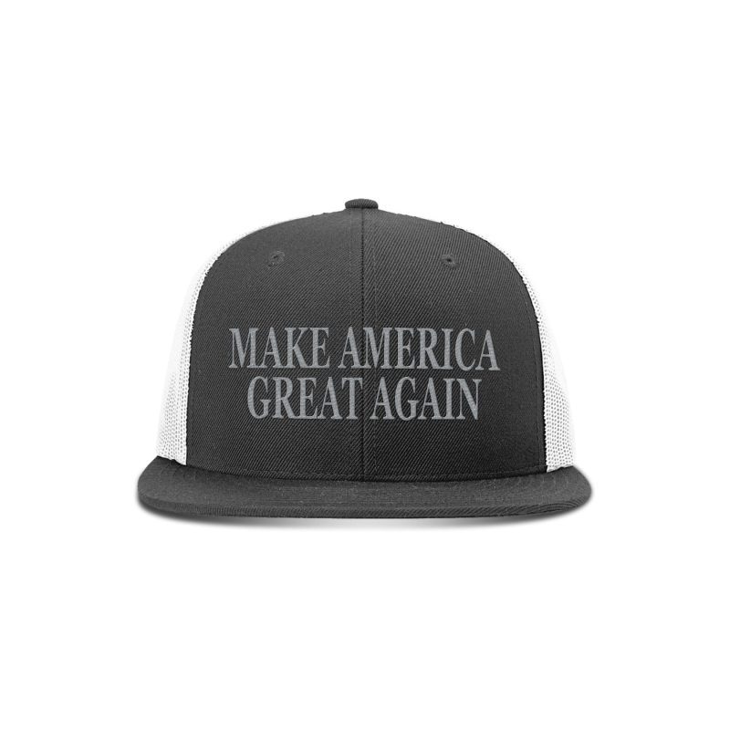 Wool blend flatbill trucker / Black/ White Make America Great Again Blackout Edition maga trump