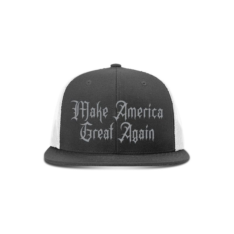 Wool blend flatbill trucker / Black/ White Make America Great Again Dark Gothic MAGA Edition maga trump