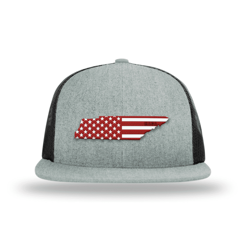 Wool blend flatbill trucker / Heather Grey/ Black / OS Tennessee is MAGA Country Hat maga trump