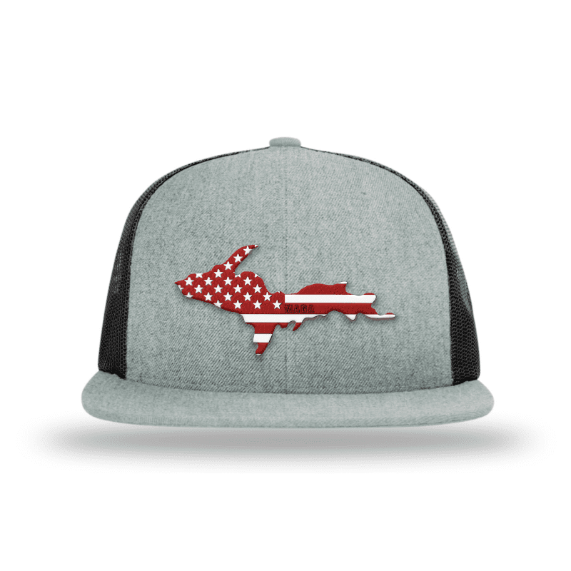 Wool blend flatbill trucker / Heather Grey/ Black / OS Upper Michigan is MAGA Country Hat maga trump