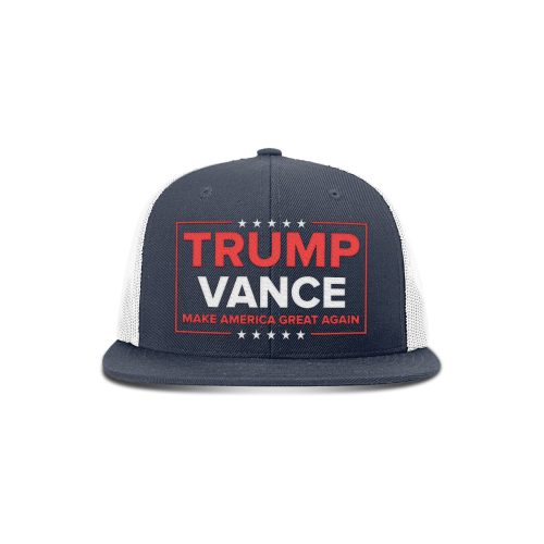 Wool blend flatbill trucker / Navy/ White Trump Vance Flat Bill Hat maga trump