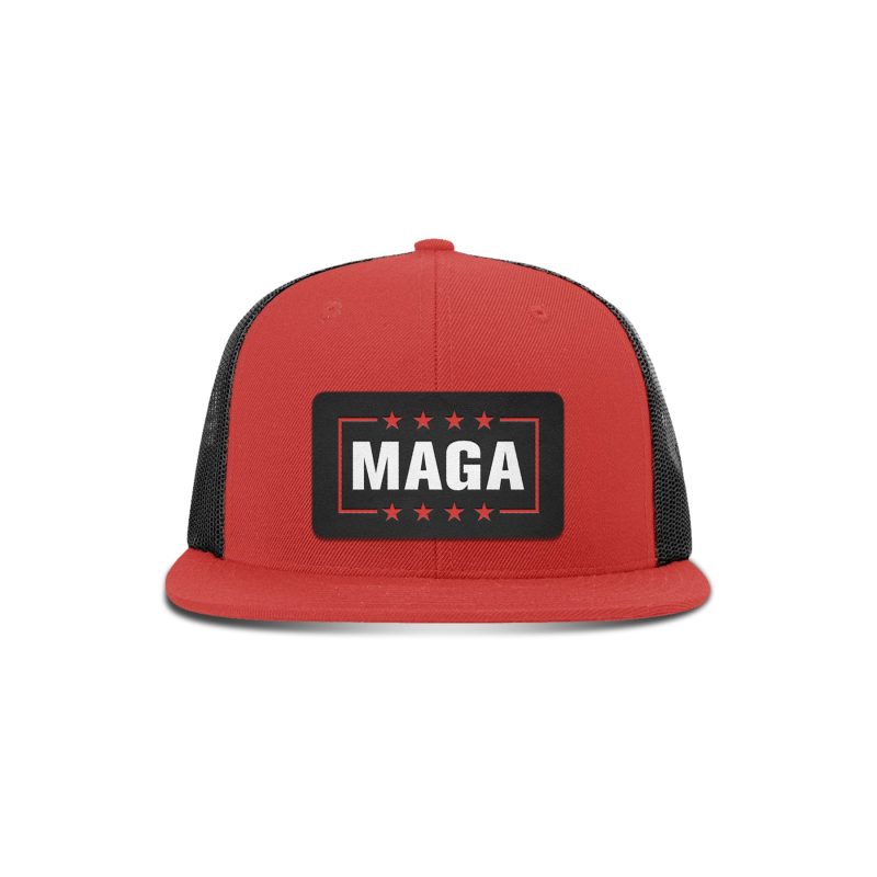 Wool blend flatbill trucker / Red/ Black MAGA Patch Hat maga trump